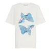 Sour Figs Women's White / Blue Betta Fish Duo Print Unisex T-shirt In White In White/blue