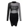 Sour Figs Women's Zebra Pattern Sheer Mesh Illusion Mini Dress In Black In Black