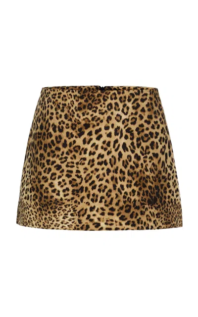 Source Unknown Anouk Leopard Cotton-blend Mini Skirt In Brown