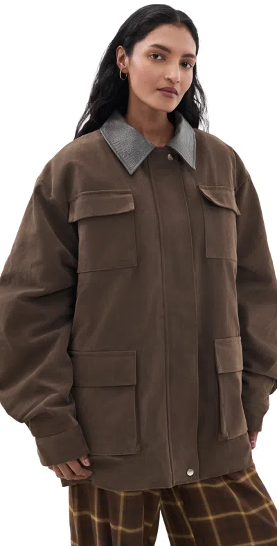 Source Unknown Baia Fleece Barn Jacket Brown