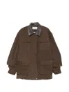Source Unknown Baia Fleece Military Jacket In Brown