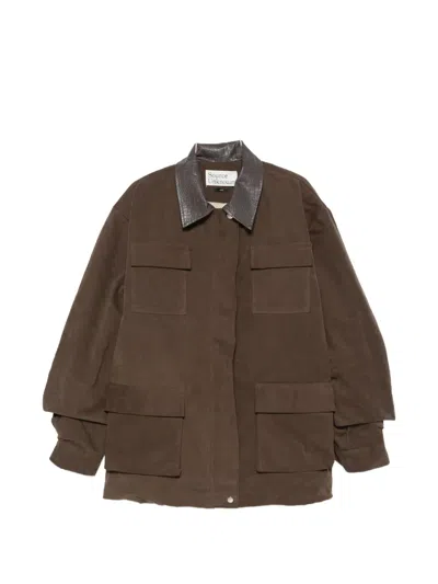 Source Unknown Baia Fleece Military Jacket In Brown