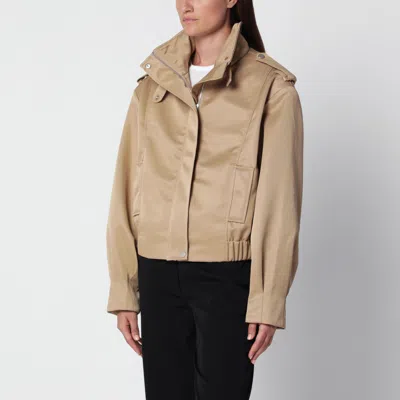 Source Unknown Barlow Flight Beige Bomber Jacket In Twill