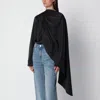 Source Unknown Black Koa Draped Satin Blouse In Black