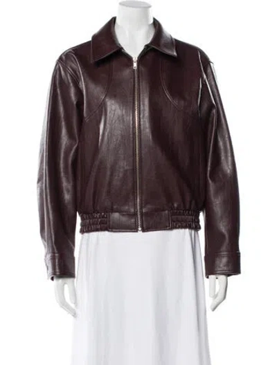 Pre-owned Source Unknown Bomber Jacket In Burgundy