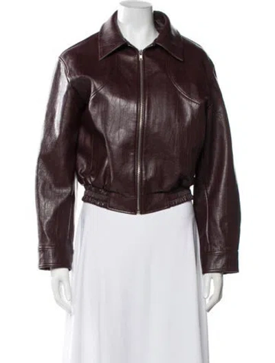 Pre-owned Source Unknown Bomber Jacket In Burgundy