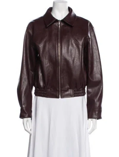 Pre-owned Source Unknown Bomber Jacket In Burgundy