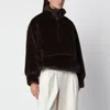 Source Unknown Brown Faux Fur Half-zip Sweatshirt In Brown