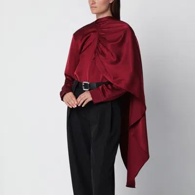 Source Unknown Burgundy Koa Draped Satin Blouse