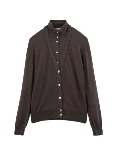 Source Unknown Button-up Layered-effect Sweater In Gray