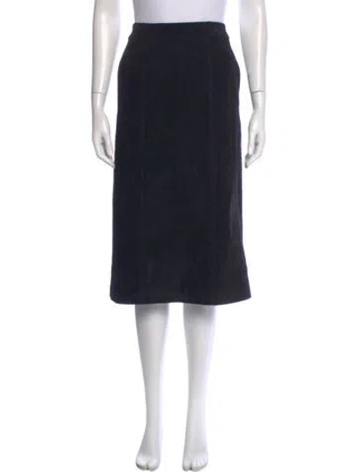 Pre-owned Source Unknown Calfskin Knee-length Skirt In Black