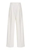 Source Unknown Cassandre Herringbone Cotton Straight Leg Trousers In White