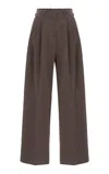Source Unknown Cassandre Herringbone Cotton Trousers In Brown