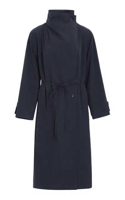 Source Unknown Cicero Funnel Neck Coat In Blue