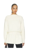Source Unknown Corinth Peplum Sweater In White