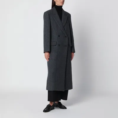 Source Unknown Dark Grey Reyna Double-breasted Herringbone Coat