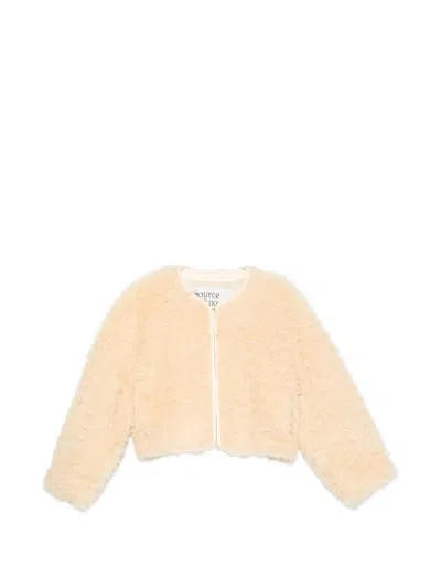 Source Unknown Daye Shearling Cropped Jacket In Animal Print