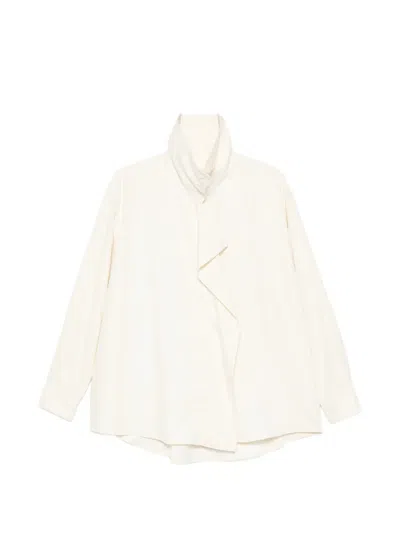 Source Unknown Dhani Ruffled Shirt In Neutral
