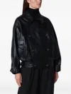 Source Unknown Double-breasted Faux-leather Jacket In Black