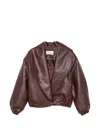 Source Unknown Faux Leather Eleni Bomber Jacket In Brown