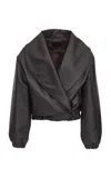 Source Unknown Eleni Faux Leather Bomber Jacket In Black