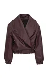 Source Unknown Eleni Faux Leather Bomber Jacket In Burgundy