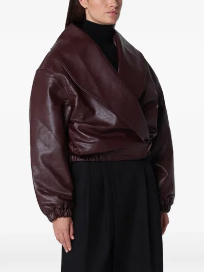 Source Unknown Eleni Shawl-collar Bomber Jacket In Brown