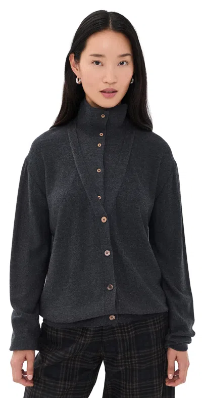 Source Unknown Fabbie Merino Wool Layered Cardigan Charcoal