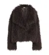 Source Unknown Faux Fur Hathi Jacket In Blue