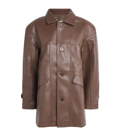 Source Unknown Faux Leather Carrie Jacket In Burgundy