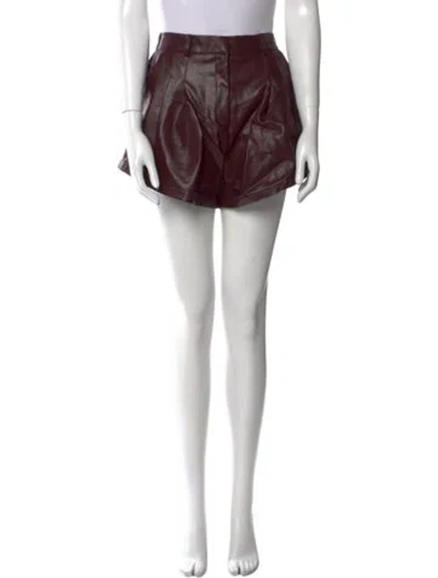 Pre-owned Source Unknown Faux Leather Mini Shorts In Burgundy