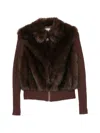 Source Unknown Faux-fur Ribbed-knit Cardigan In Multi