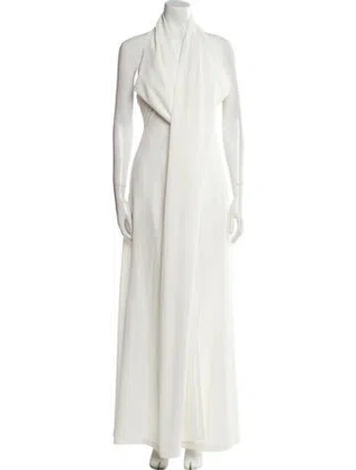 Pre-owned Source Unknown Halterneck Long Dress In Neutral