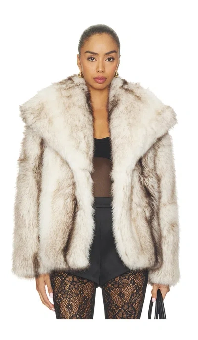 Source Unknown Harper Faux Fur Jacket In Ivory
