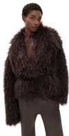 Source Unknown Hathi Belted Faux Fur Jacket Brown In Brown