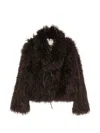 Source Unknown Hathi Belted Faux-fur Jacket In Brown