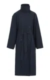 Source Unknown Helga Double Layer Cotton-blend Trench Coat In Blue