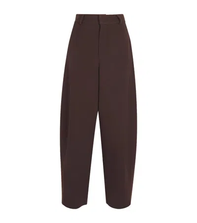 Source Unknown Hopsack Klive Barrel Trousers In Brown