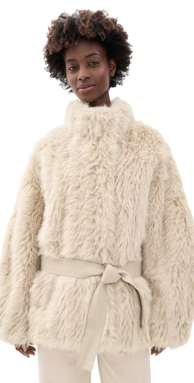Source Unknown Ilaria Faux Fur Coat Beige