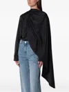 Source Unknown Koa Draped Long-sleeve Blouse In Black