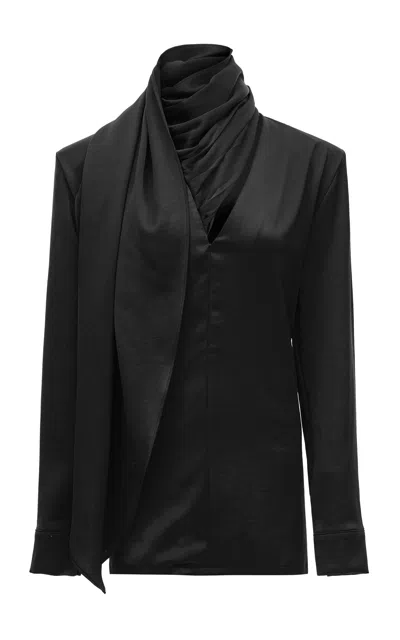 Source Unknown Koa Scarf Satin Top In Black
