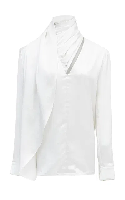 Source Unknown Koa Scarf Satin Top In White