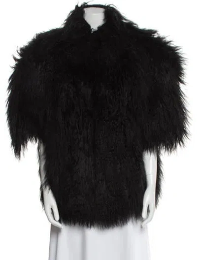 Pre-owned Source Unknown Lambskin Fur Jacket In Black