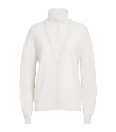 Source Unknown Layered Fabbie Cardigan In Ivory
