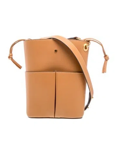 Pre-owned Source Unknown Leather Bucket Bag In Brown