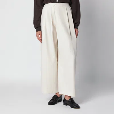 Source Unknown Leiko Ivory Wide-leg Trousers In White