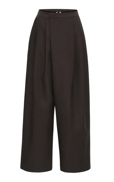 Source Unknown Leiko Pleated Wide-leg Pants In Black