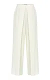 Source Unknown Leroy Box-pleat Straight Leg Trousers In White