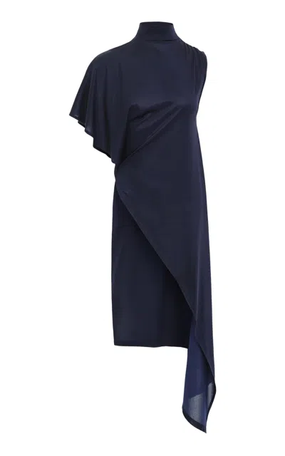 Source Unknown Livia Asymmetric Draped Top In Blue