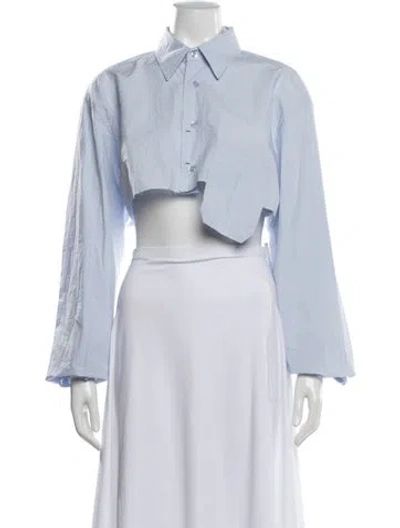 Pre-owned Source Unknown Long Sleeve Crop Top In Blue